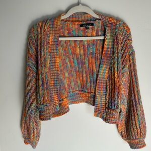 Blue Blush Colorful woven cropped Cardigan size M